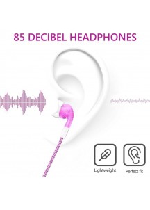 Wired Earbuds with Mic & Volume Control, Pink