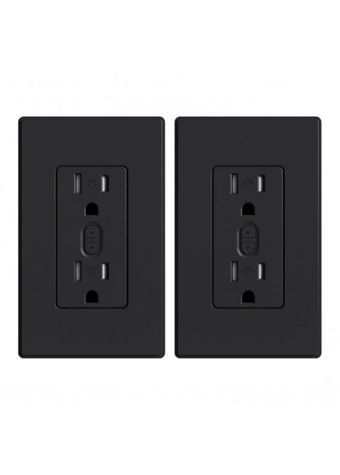 Smart Wall socket, 2.4GHz Wi-Fi smart socket compatible,2 Pack（black）